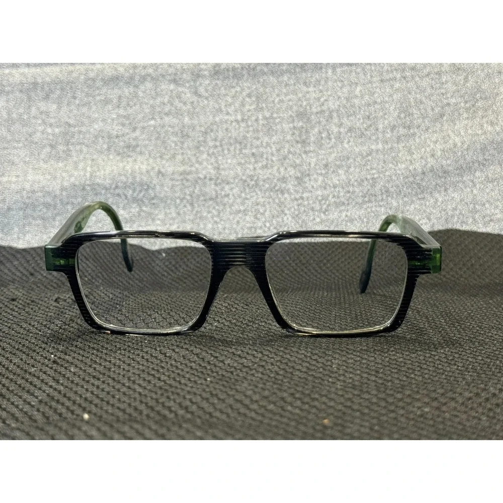 Onirico ON57 col. 733 Black Green Striped Rectangular Eyeglasses Frame with Case